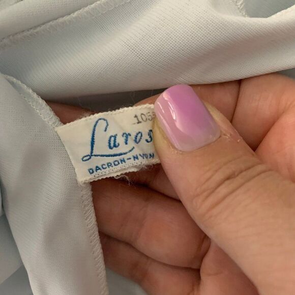 Vintage 50s Peignoir Robe Dressing Gown Lingerie M Blue Nylon Chiffon Lined - Picture 10 of 10